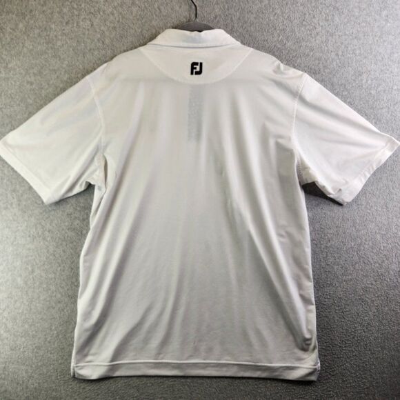 Footjoy Shirt Mens Large White Floral Trim Golf Polo Performance Clock Tower - Picture 4 of 16